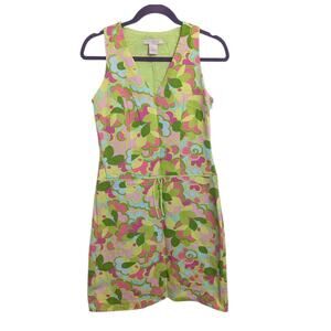 Sigrid Olsen Textured Multi Floral Sheath Dress Size 4 flower power retro